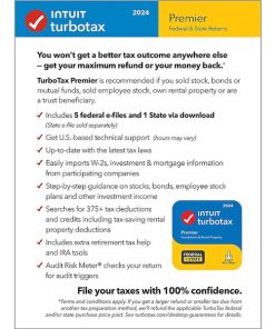 Alternative view of TurboTax – Premier 2024 Fed + E-file & State – Mac OS, Windows [Digital]